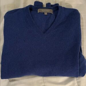 Neiman Marcus Mens Blue V-Neck Cloud Cashmere Pullover Long Sleeve Sweater AS IS